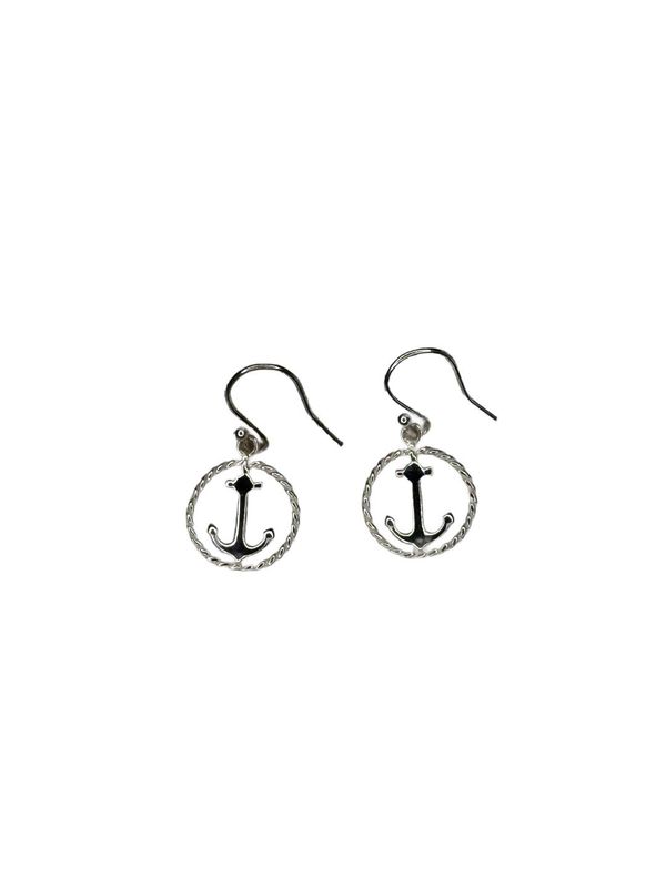 Sterling Silver Anchor Rope Dangle Earrings