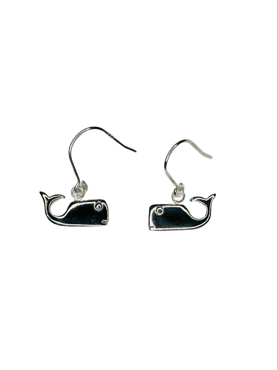 Sterling Silver Small Whale Dangle Earrings