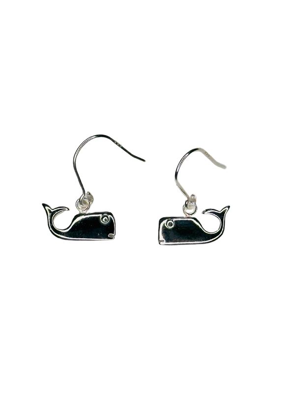 Sterling Silver Small Whale Dangle Earrings