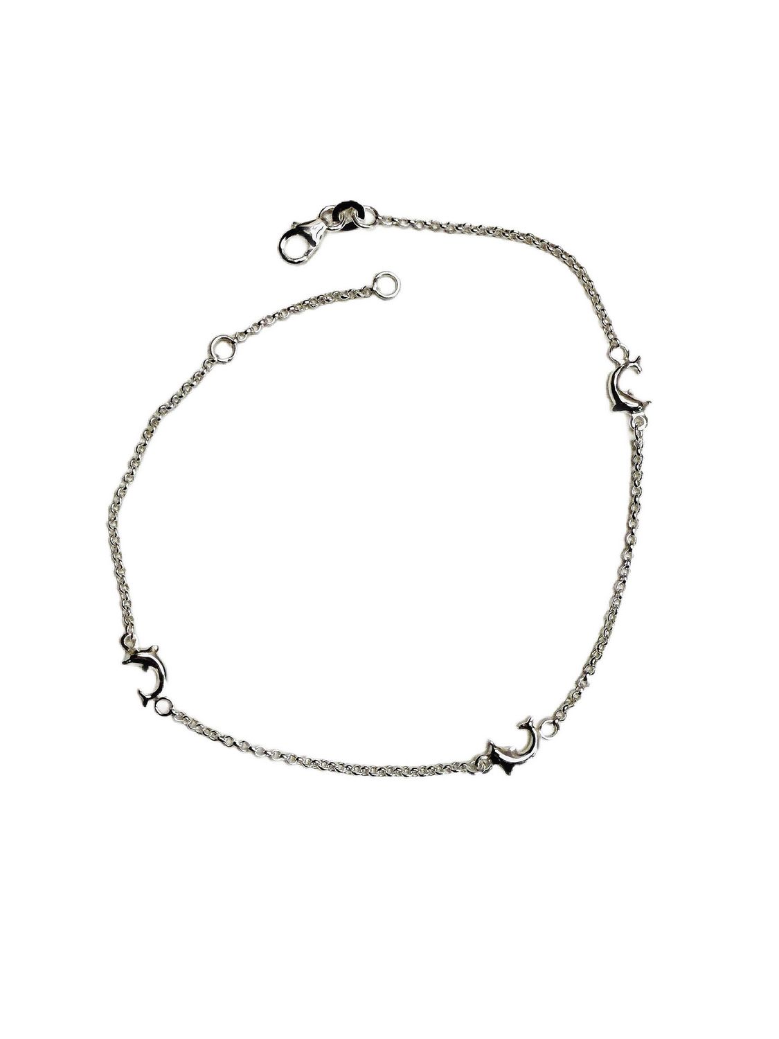Sterling Silver Triple Mini Dolphin Anklet