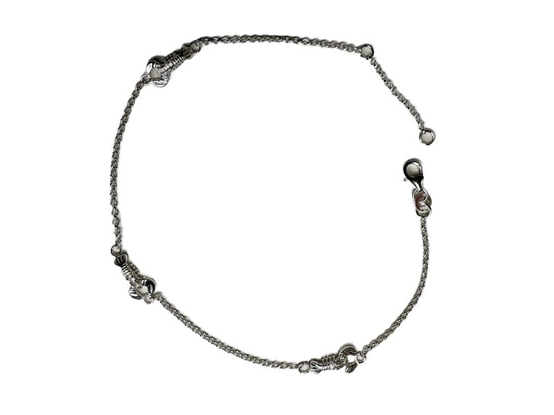 Sterling Silver Triple Lobster Anklet