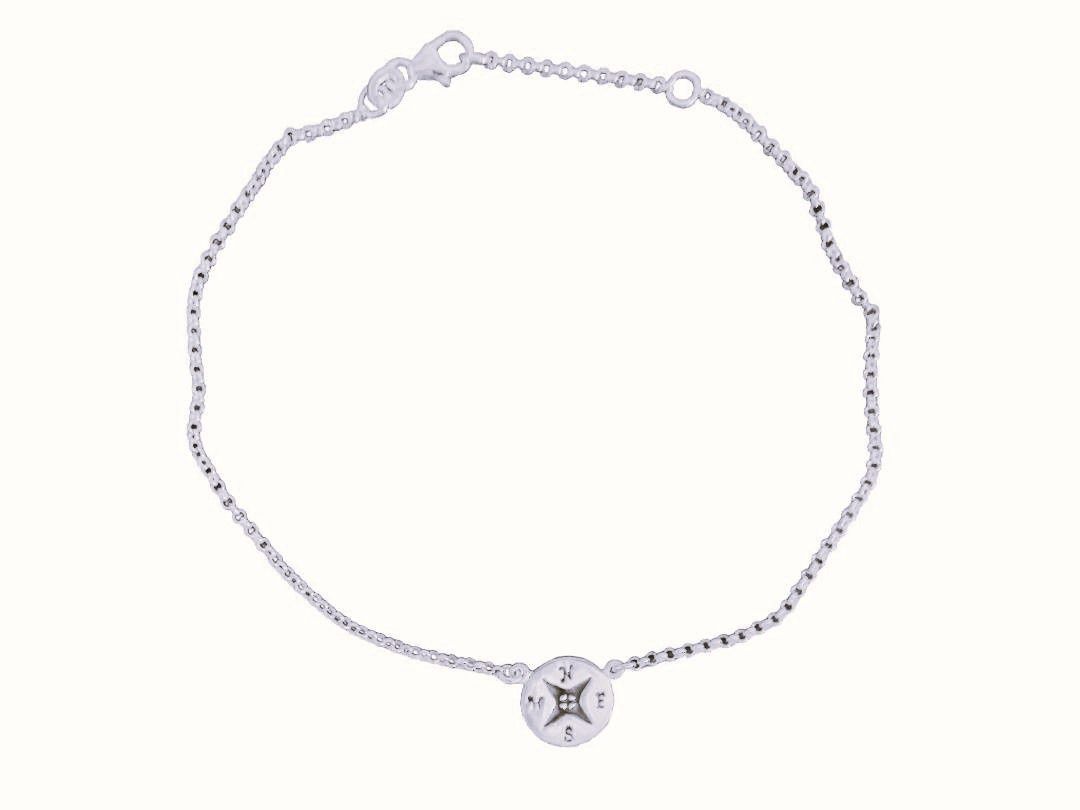 Sterling Silver Compass Anklet