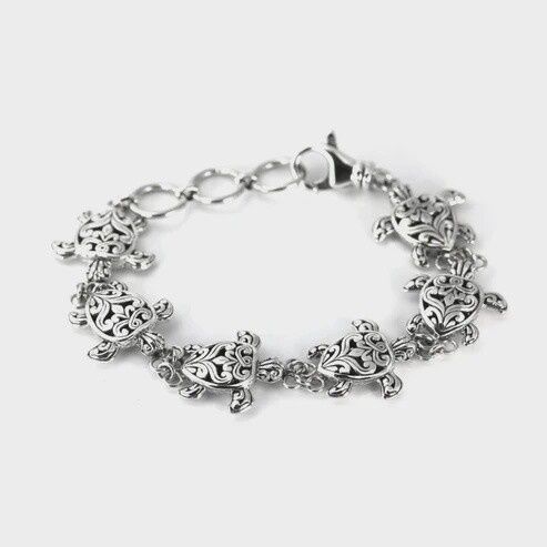 Sterling Silver Turtle Link Bracelet