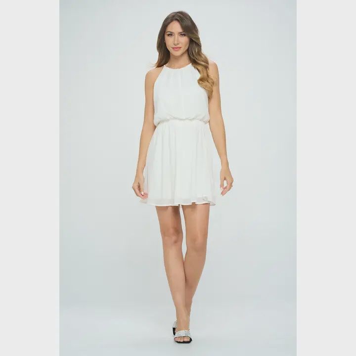Sleeveless Double-Layered White Dress