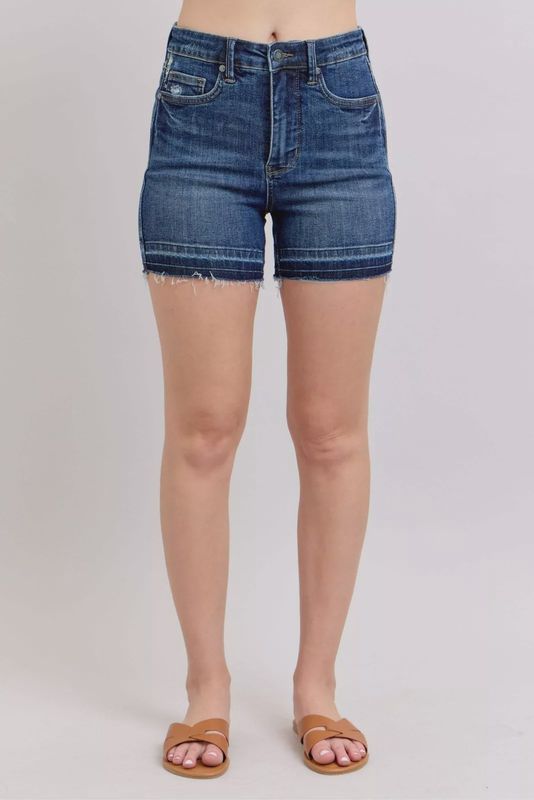 Judy Blue High Waist Tummy Control Destroy Release Hem Denim Short 150329