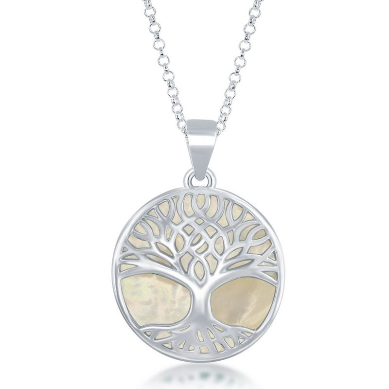 Sterling Silver Tree of Life Pendant w/Chain - White MOP