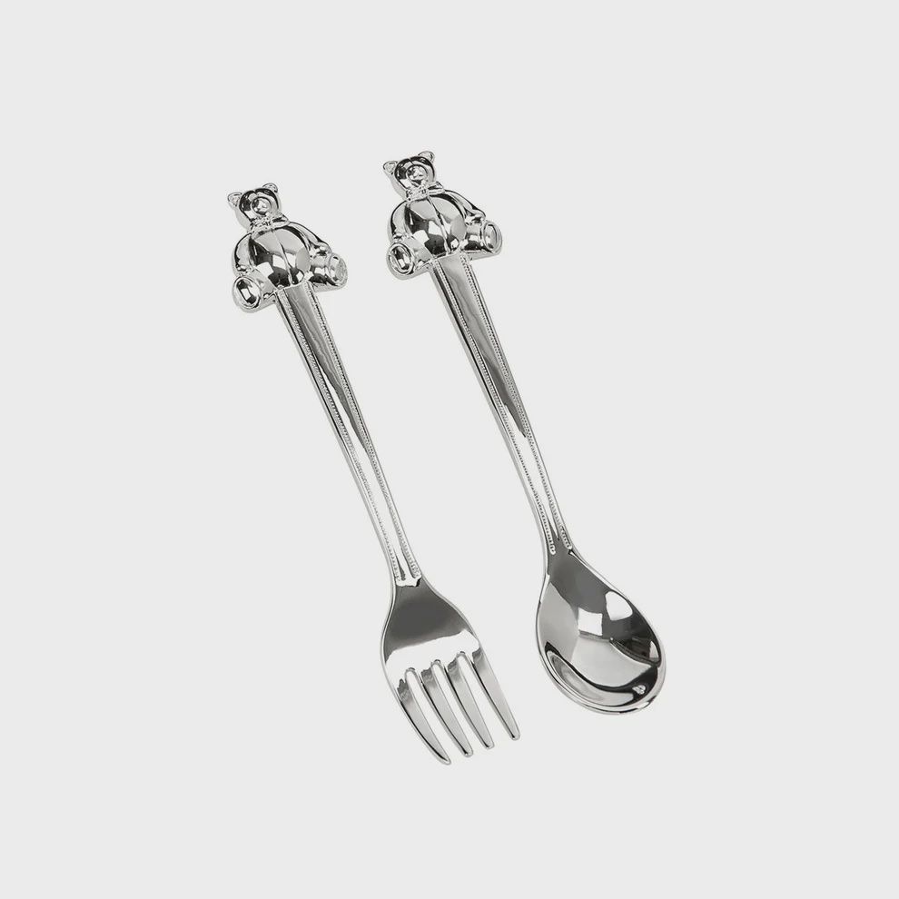 Baby Spoon &amp; Fork with Teddy Bear Handle