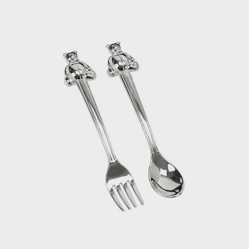 Baby Spoon &amp; Fork with Teddy Bear Handle