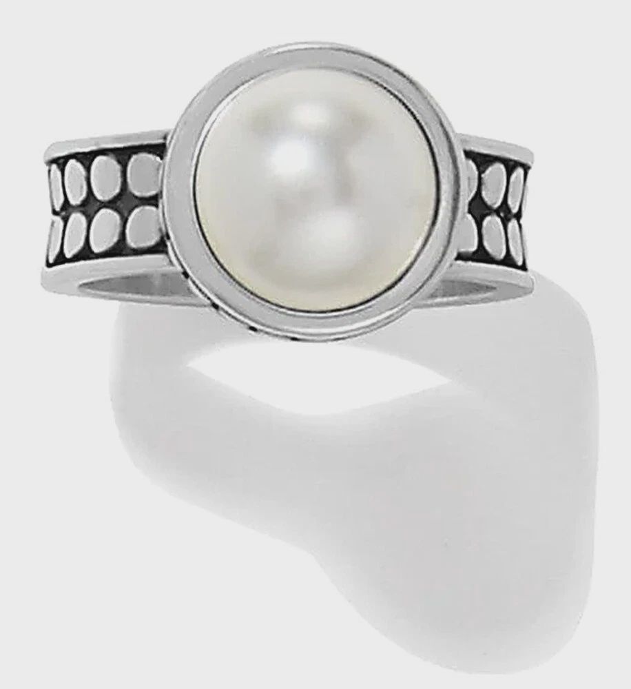 Pebble Dot Pearl Wide Band Ring