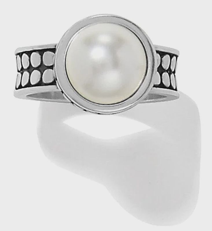 Pebble Dot Pearl Wide Band Ring