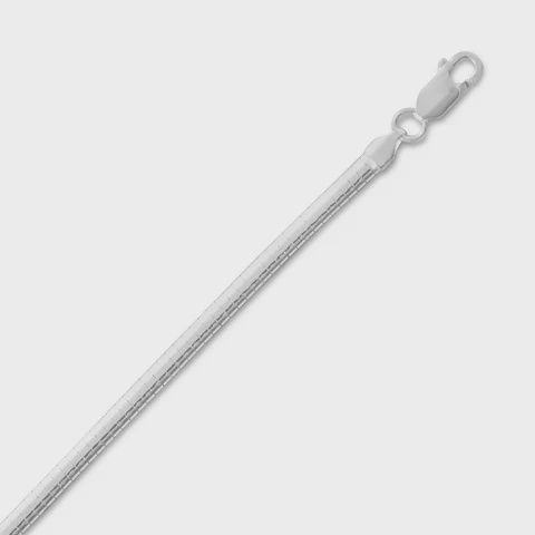 Sterling Silver 3mm Domed Omega Necklace