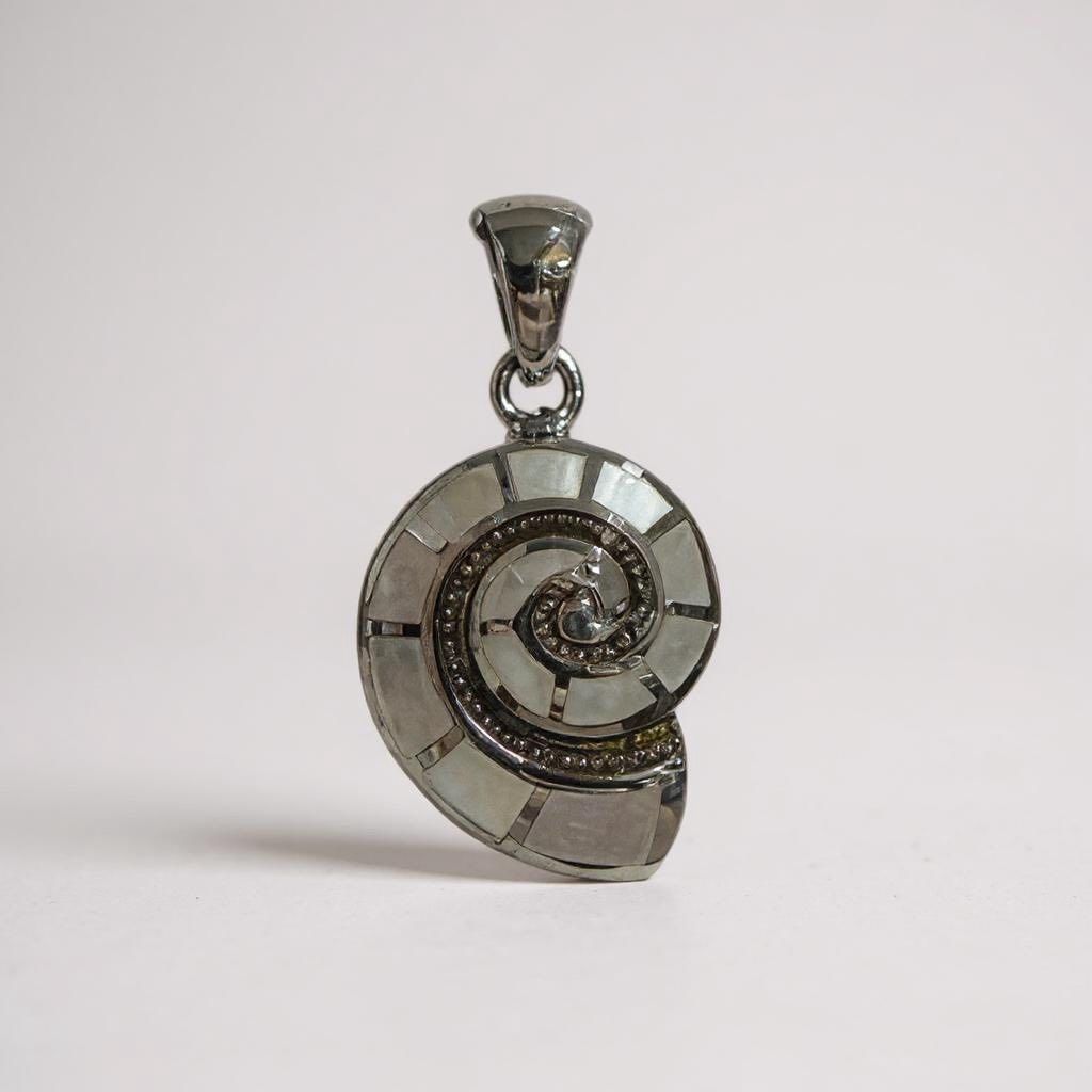 Sterling Silver &amp; 18K Gold Nautilus Shell Pendant in MOP