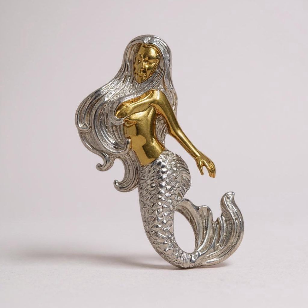 Sterling Silver and 18K Gold Mermaid Pendant