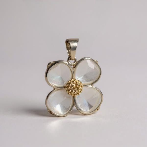 Sterling Silver and 18K Gold Dogwood Flower Pendant