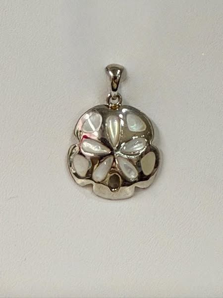 Sterling Silver and 18K Gold Sand Dollar Pendant with Mother of Pearl