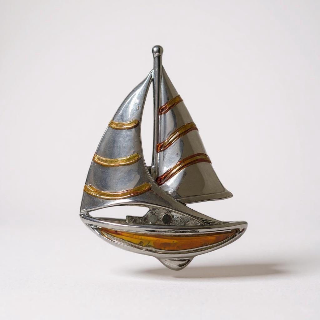 Sterling Silver and 18K Gold Sailboat Pendant