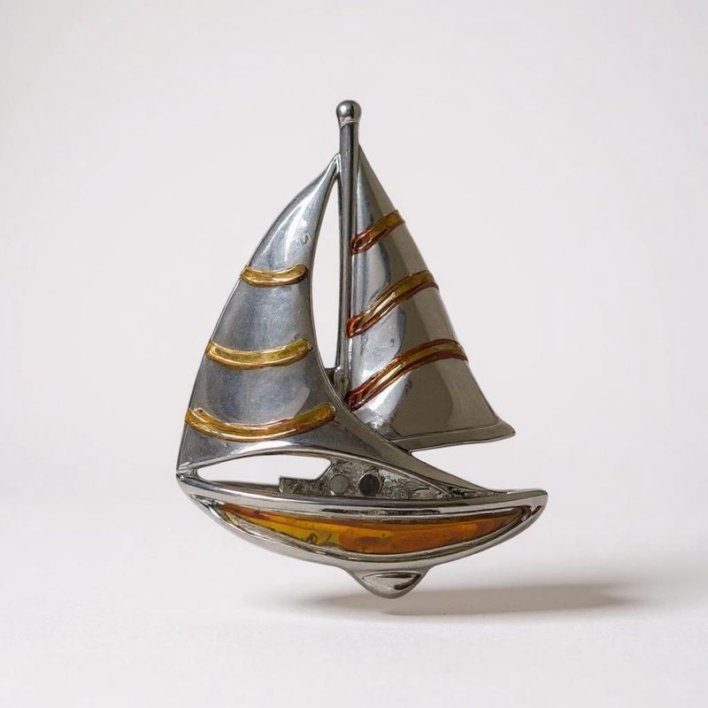 Sterling Silver and 18K Gold Sailboat Pendant