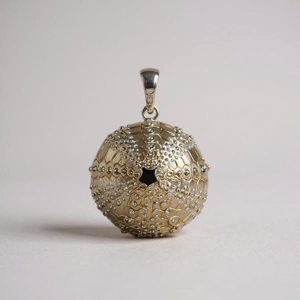 Sterling Silver and 18K Gold Open Sea Urchin Pendant