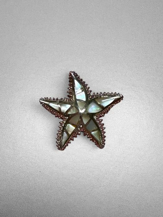 Sterling Silver and 18k Gold Starfish Pendant with White  MOP