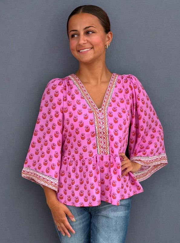 Monroe Top - Floral Foulard Pink