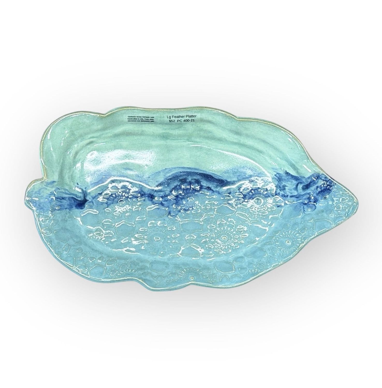 Large Feather Platter - Ocean Heirloom Lace