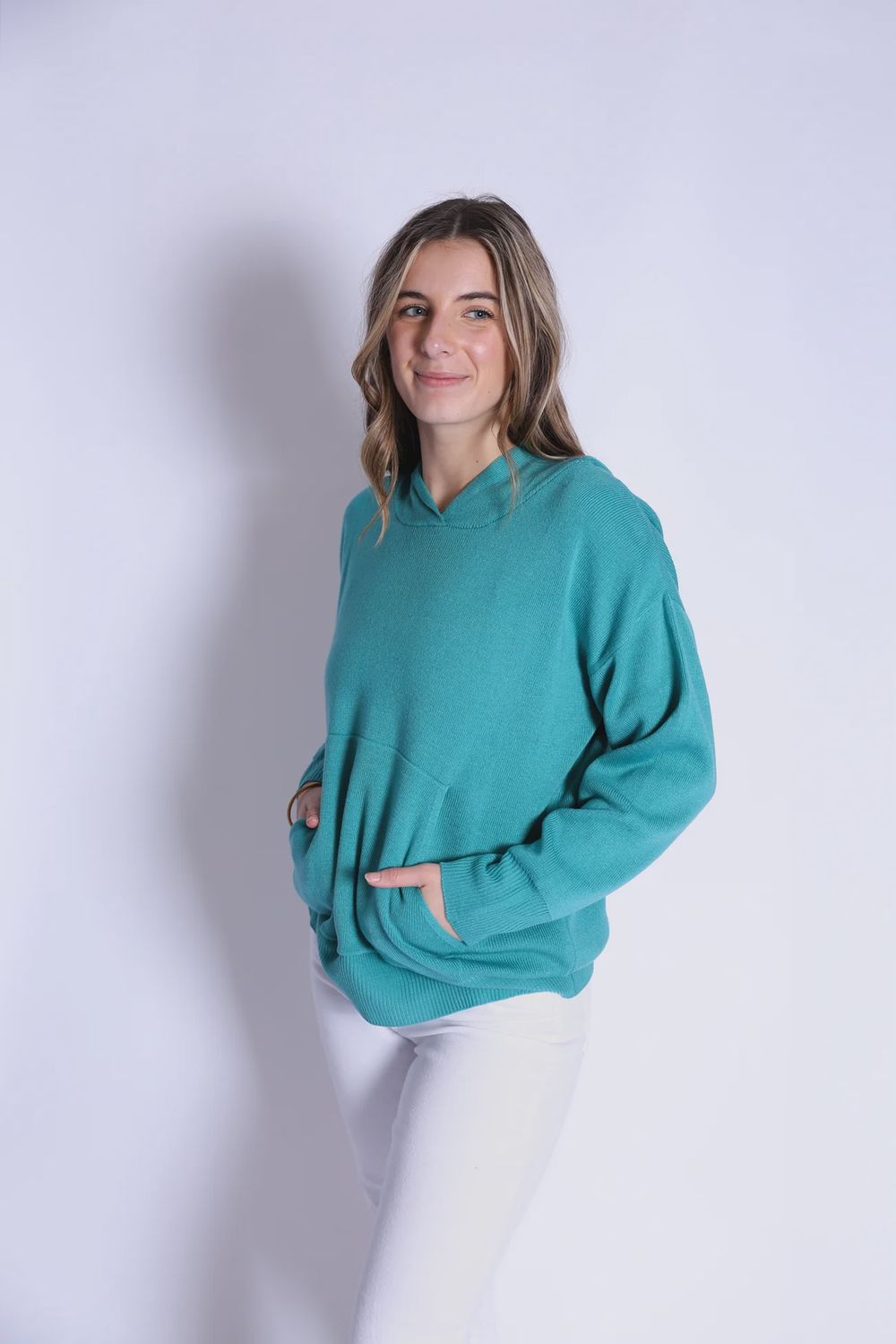 Kathleen Knit Hoodie - Teal