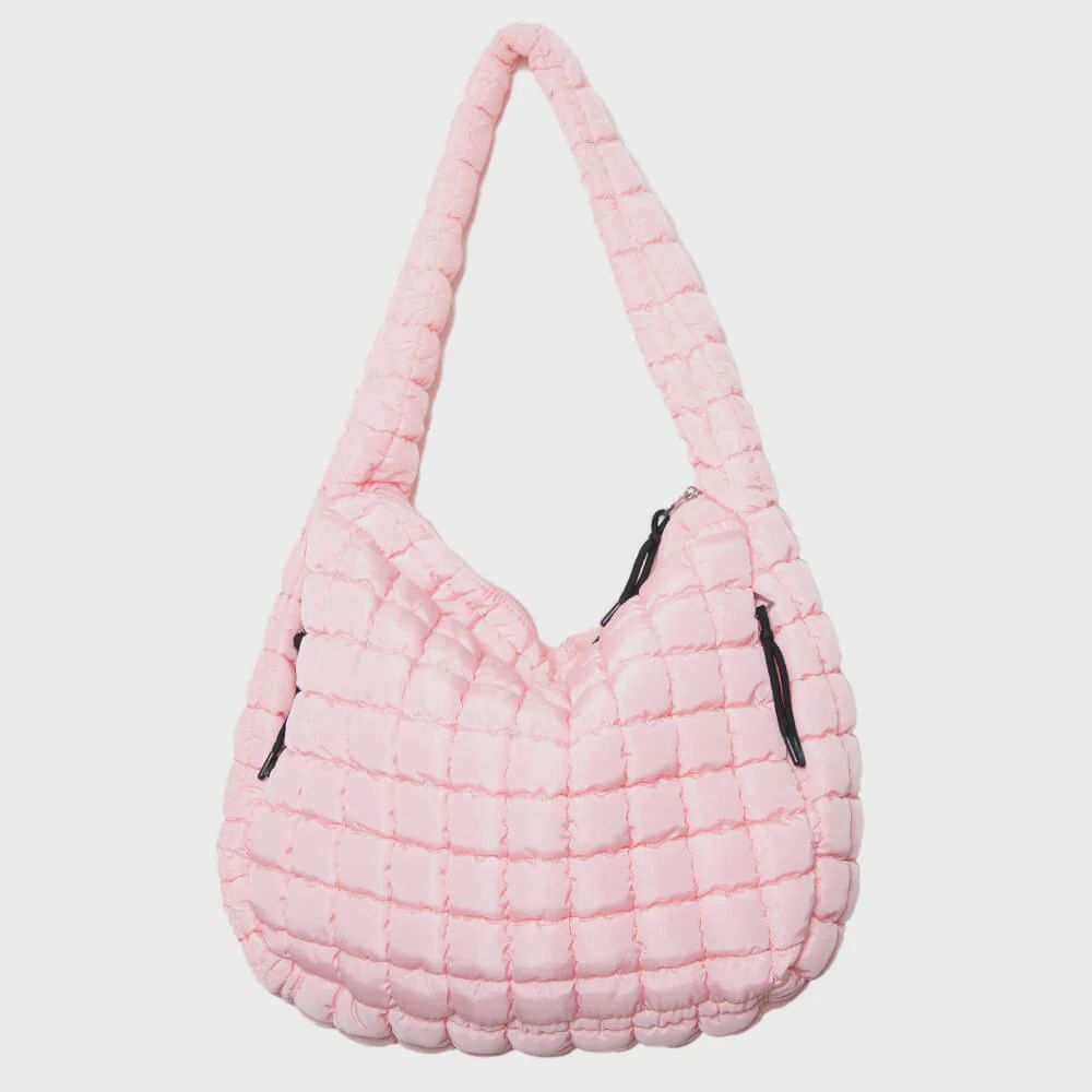 Quilted Puffer Tote, Colour: LIGHT PINK