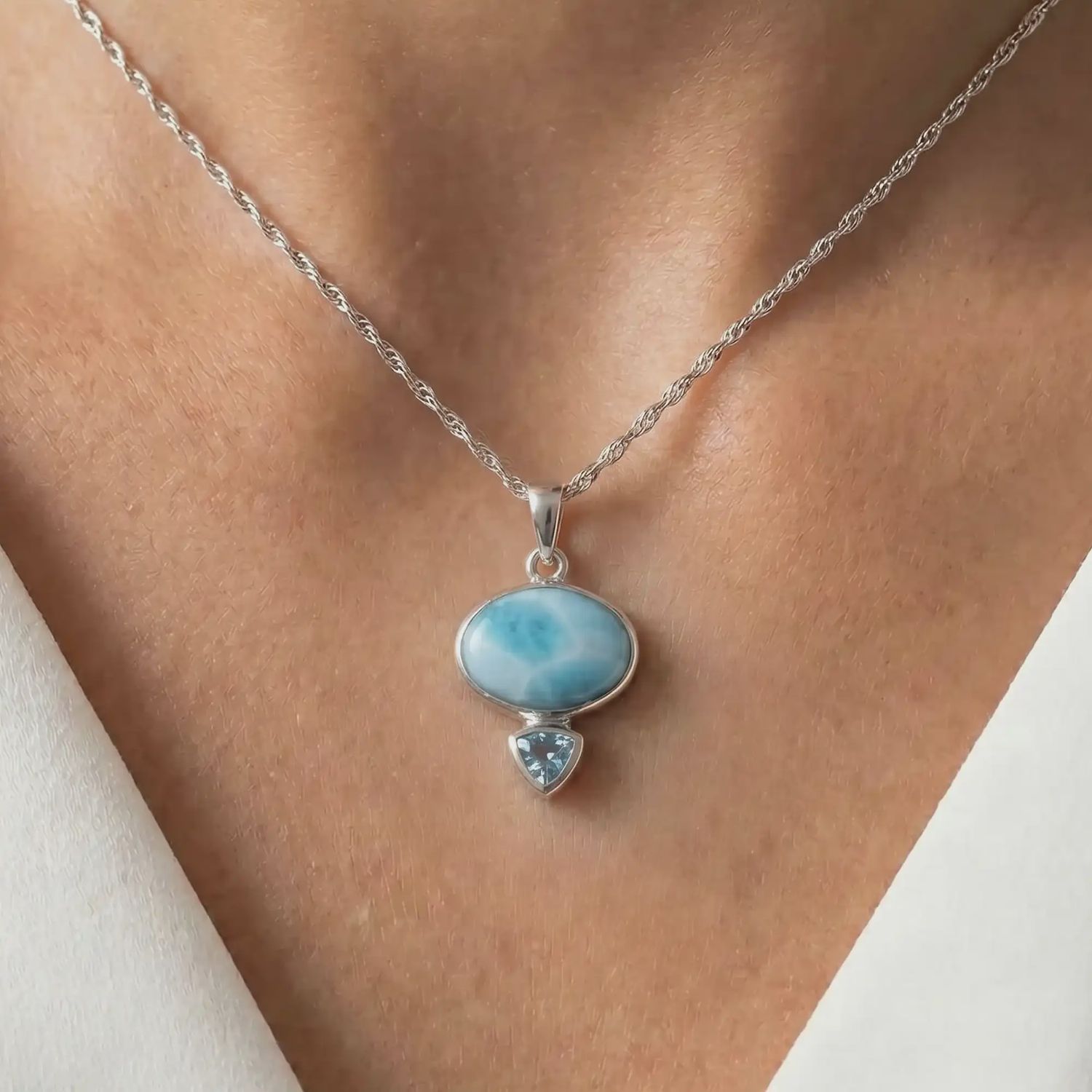 Naples Larimar &amp; Blue Spinel Necklace