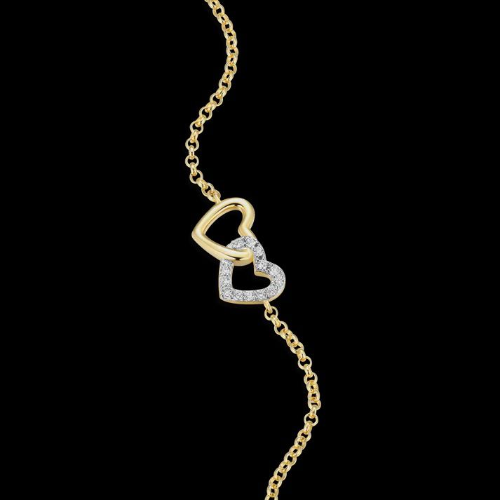 Open Twin Heart Bolo Bracelet in 14K Yellow Gold-Plated Sterling Silver