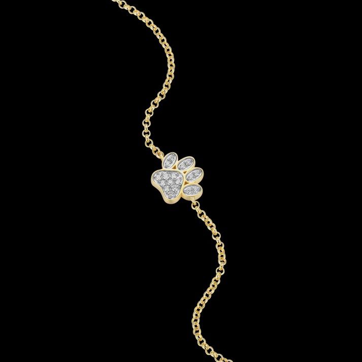 Paw Print Bolo Bracelet in 14K Yellow Gold-Plated Sterling Silver