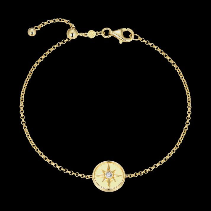 North Star Medallion Lab-Created Diamond Bolo Bracelet in 14K Yellow Gold-Plated Sterling Silver