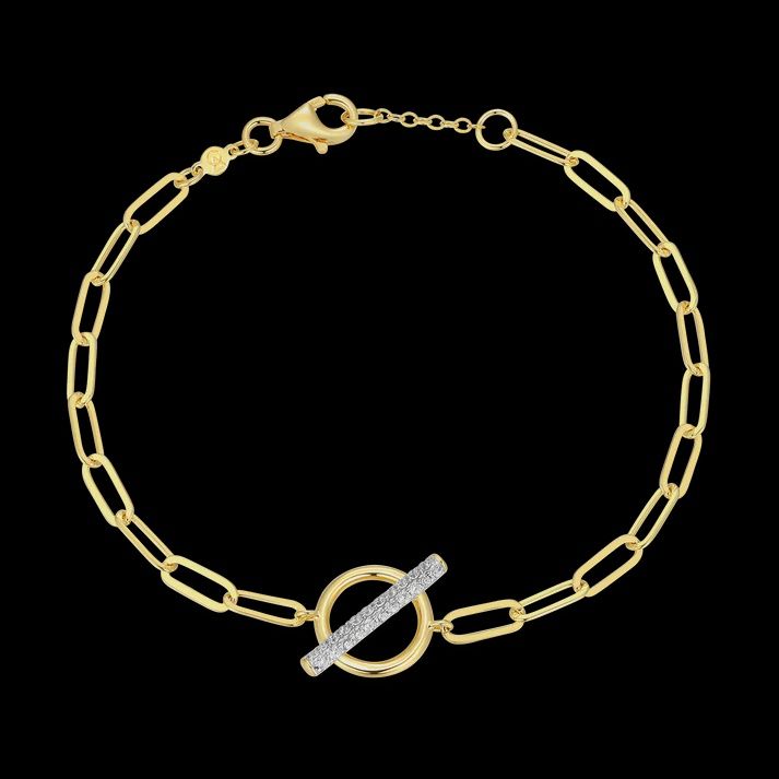 Lab-Created Diamond Toggle-Look Paperclip Bracelet in 14K Yellow Gold-Plated Sterling Silver