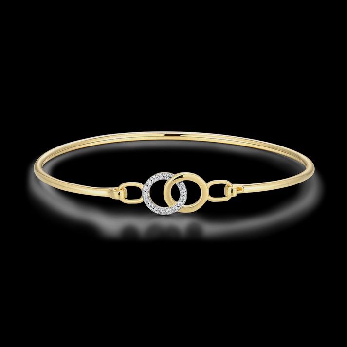 Twin Circle Lab-Created Diamond Flex Bangle in 14K Yellow Gold-Plated Sterling Silver