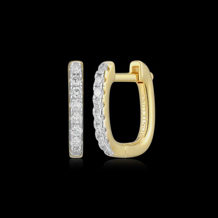 Cushion Hoop Earrings in 14K Yellow Gold-Plated Sterling Silver