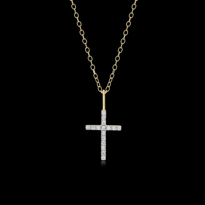 Cross Pendant Necklace in 14K Yellow Gold-Plated Sterling Silver