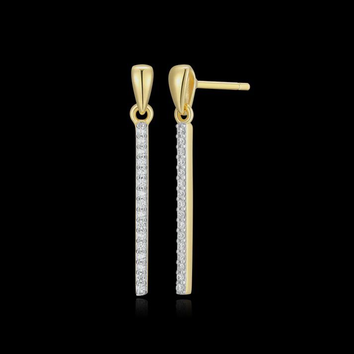 Bar Drop Stud Earrings in 14K Yellow Gold-Plated Sterling Silver