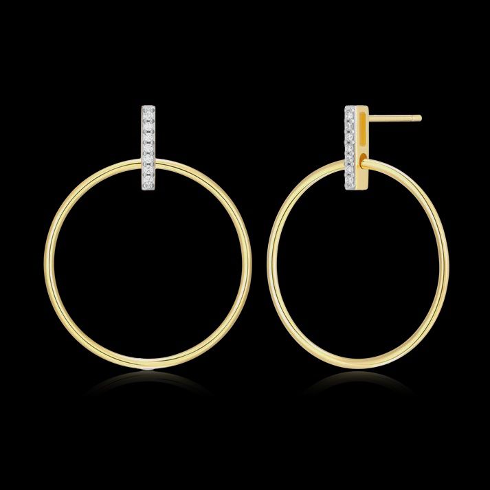 Front Hoop Stud Earrings in 14K Yellow Gold-Plated Sterling Silver