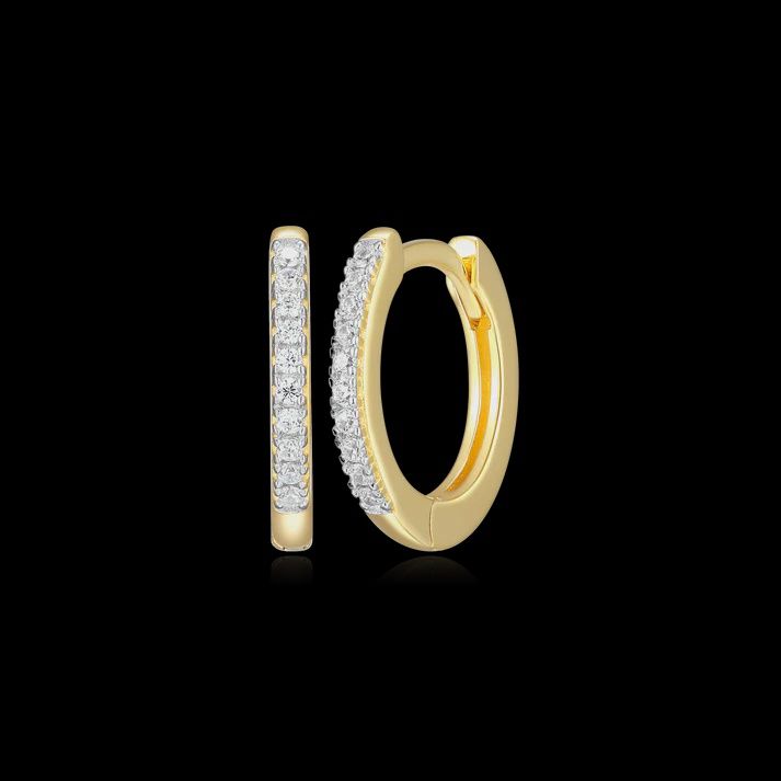 Single Row Hoop Earrings in 14K Yellow Gold-Plated Sterling Silver