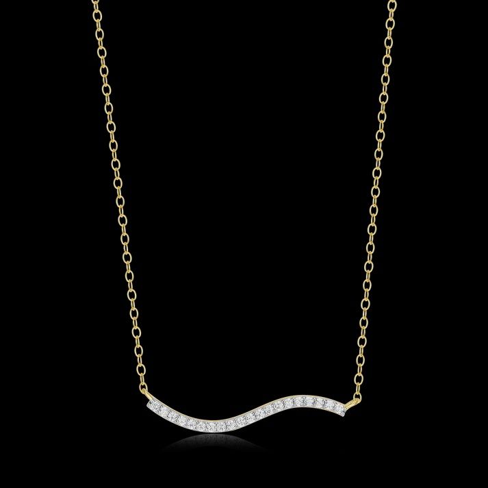 Wavy Bar Lab-Created Diamond Necklace in 14K Yellow Gold-Plated Sterling Silver
