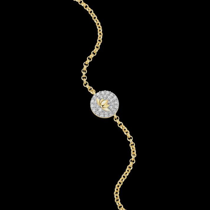 Lotus Tag Bolo Bracelet in 14K Yellow Gold-Plated Sterling Silver