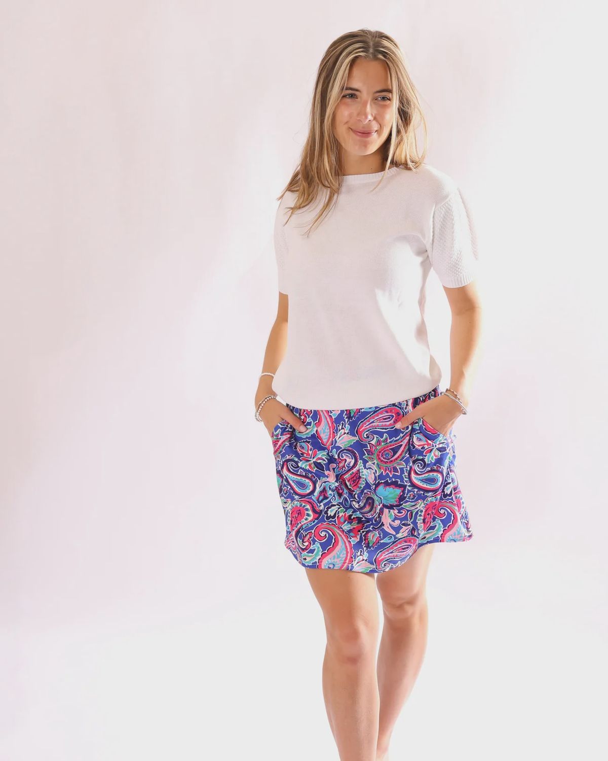 Bea Short Sleeve Sweater - Lightweight Metallic Knit Top