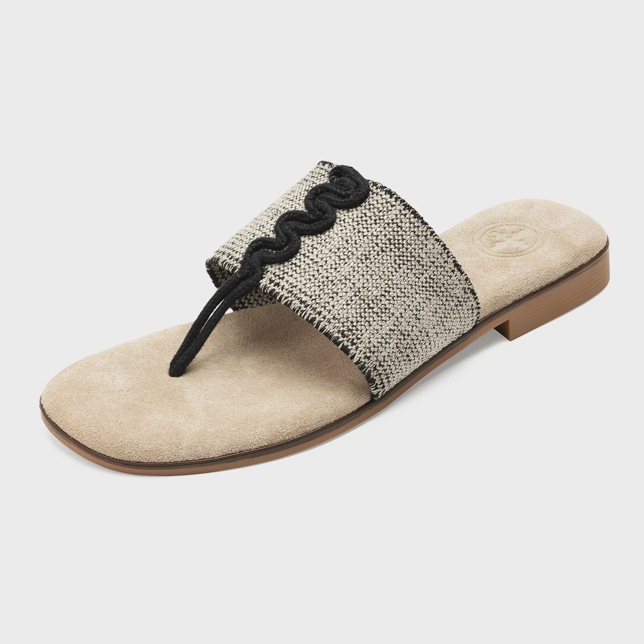 Morris Thong Sandal - Linen &amp; Black