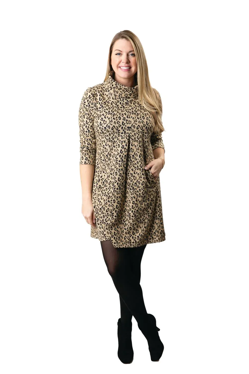 Meghan Dress - Camel Leopard