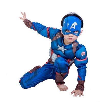 Costume con muscoli Capitan America Maschera carnevale