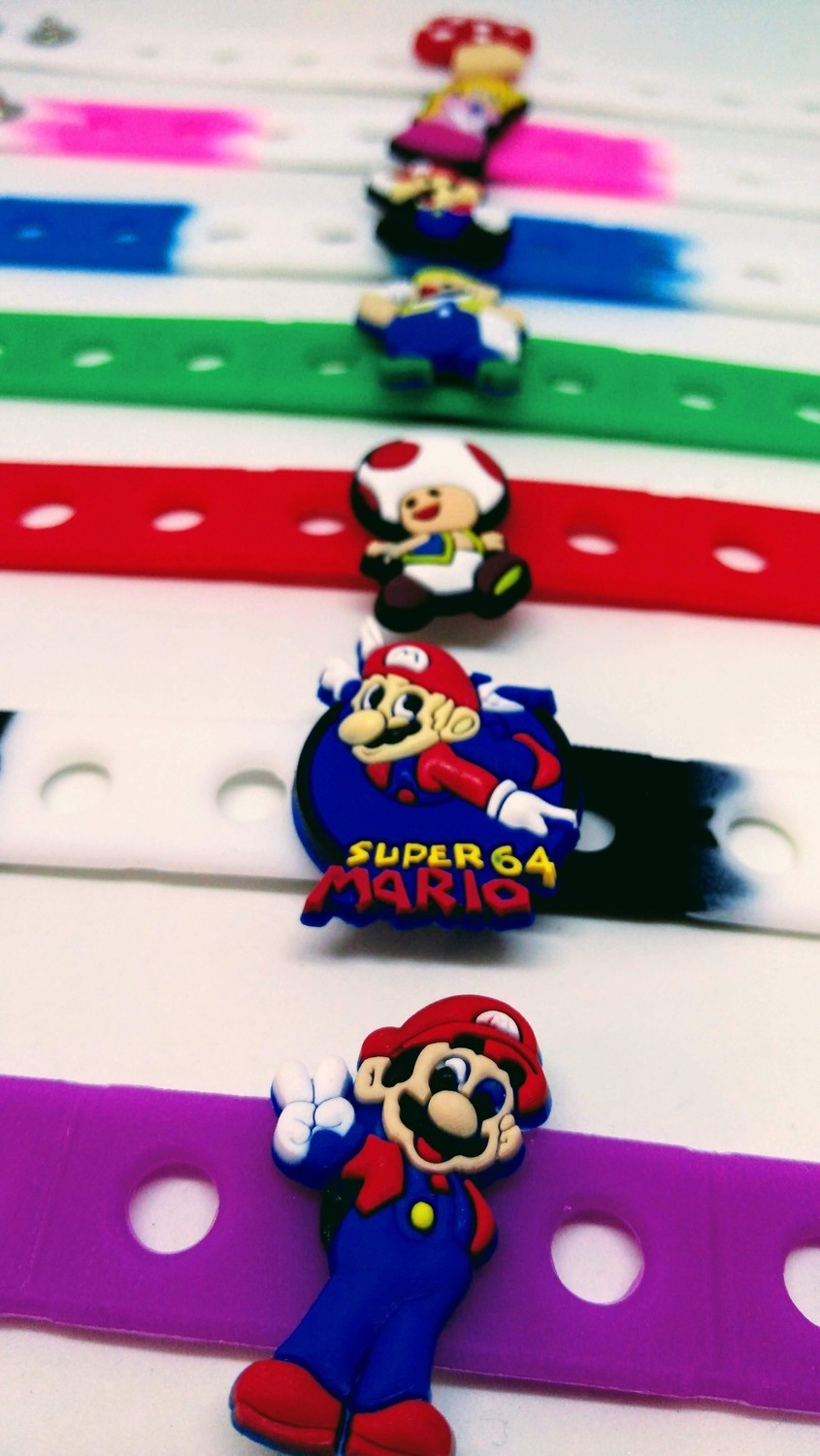 10 Braccialetti personalizzati Super Mario Bros in 3D