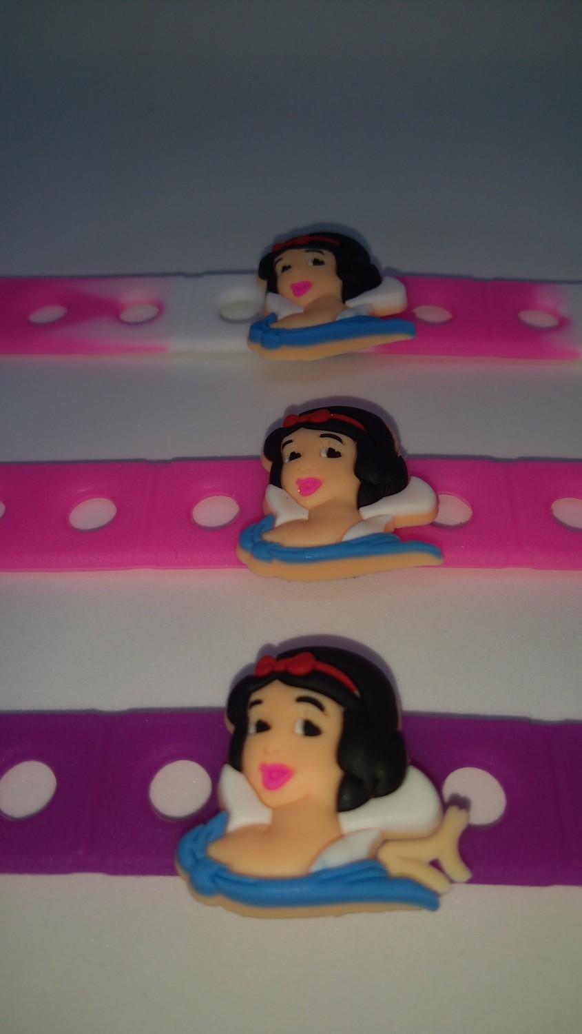 10 Braccialetti personalizzati Biancaneve in 3D gomma silicone pvc morbido gadgets fine festa a tema compleanno bambini