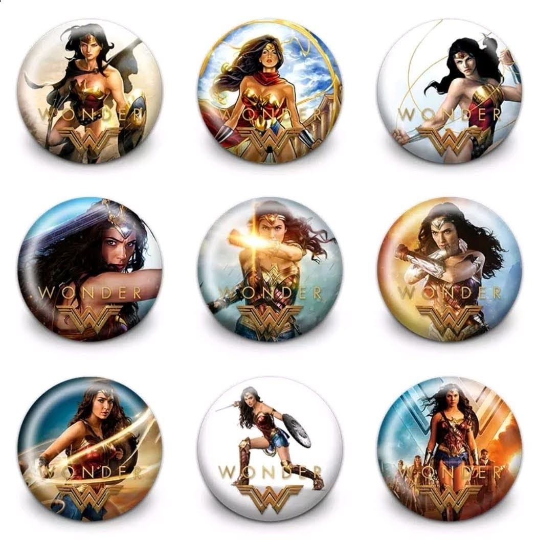 10 Spille Zaino Scuola Wonder Woman Pins Badge Buttons