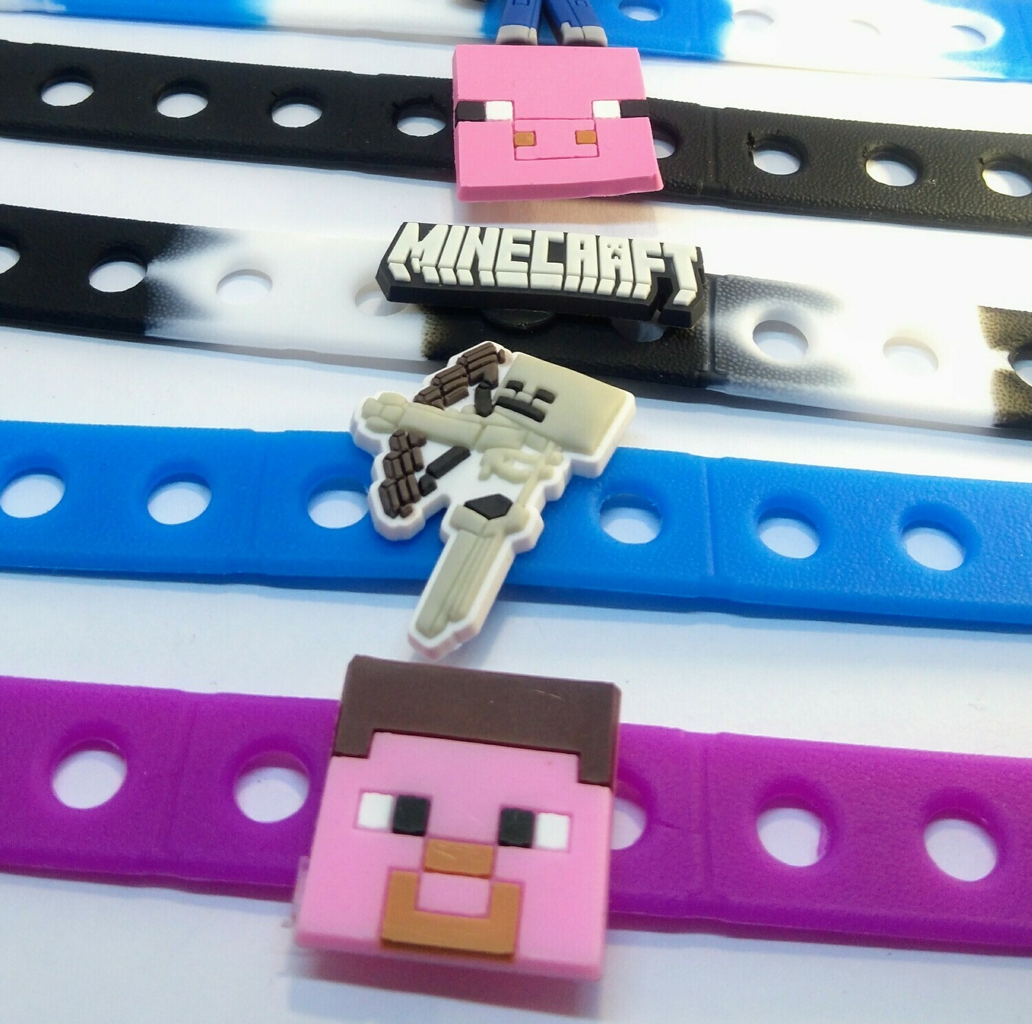 10 Braccialetti personalizzati Minecraft personaggi 3D