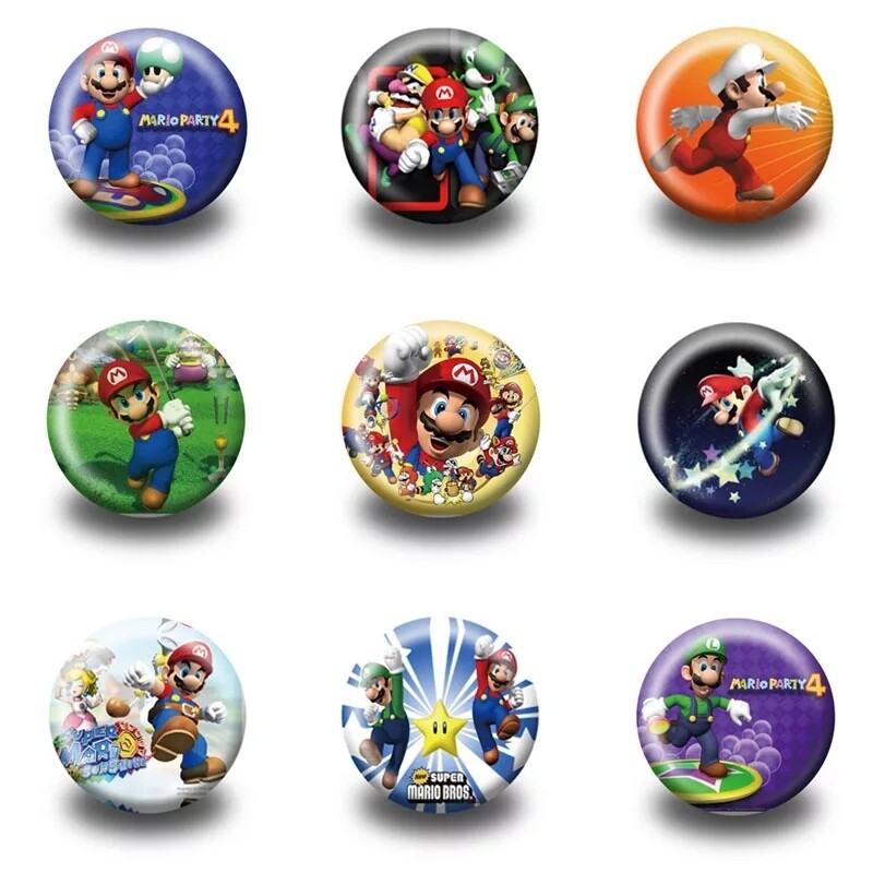 10 Spille Zaino Scuola Mario Bros Pins Badge Buttons