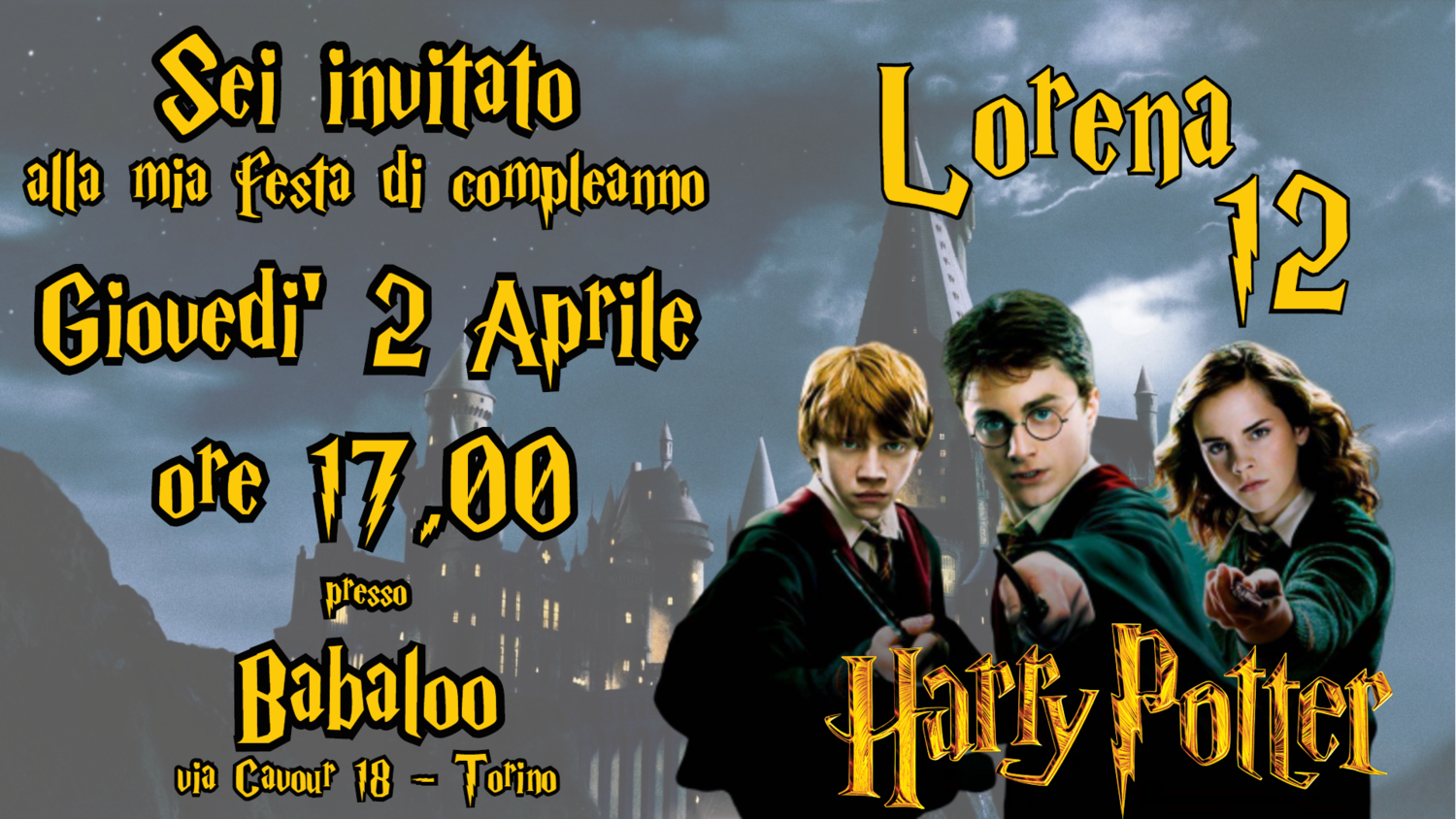 10 Biglietti Inviti Cartacei festa Harry Potter a tema